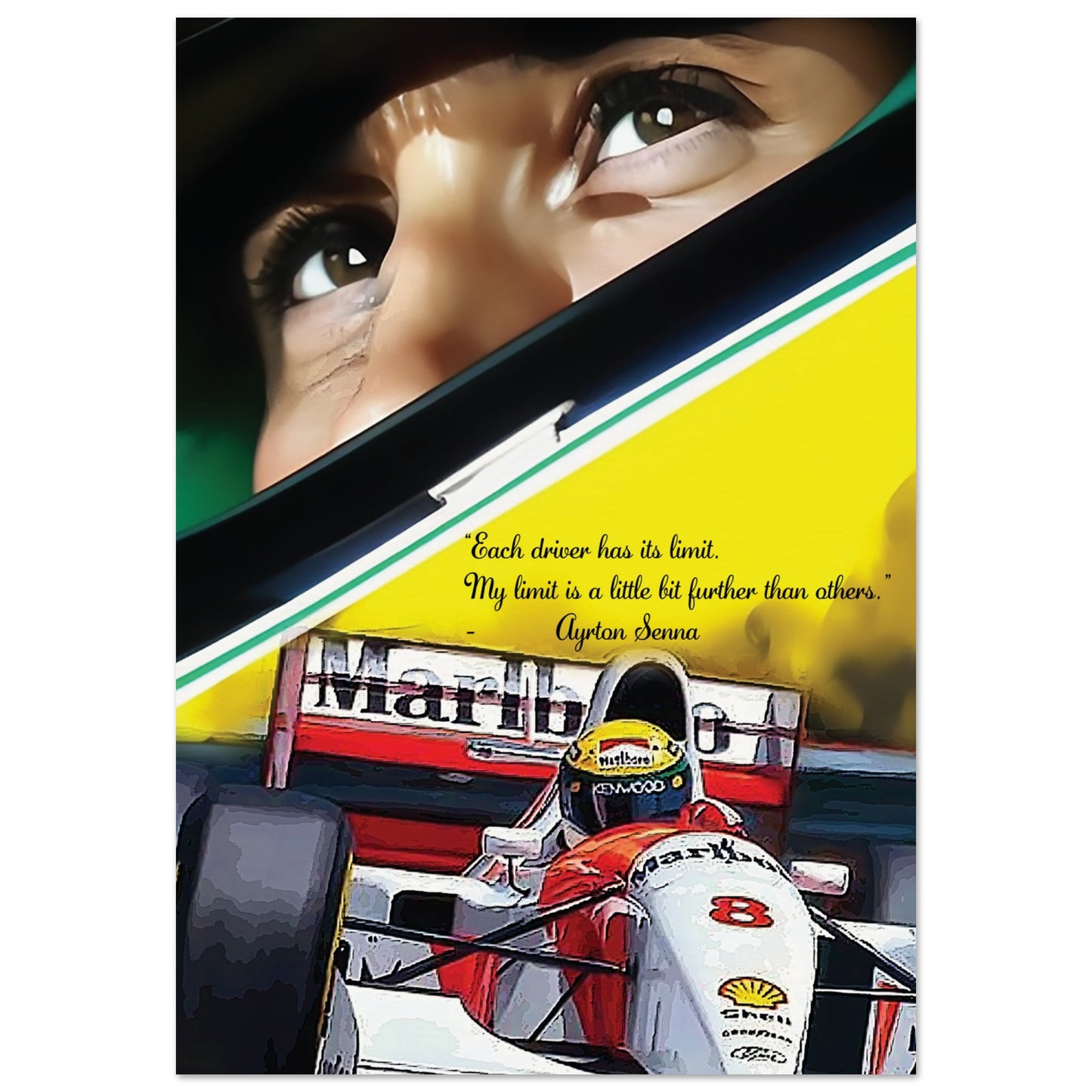 Ayrton Senna Custom Tribute Museum-Quality Matte Paper Poster