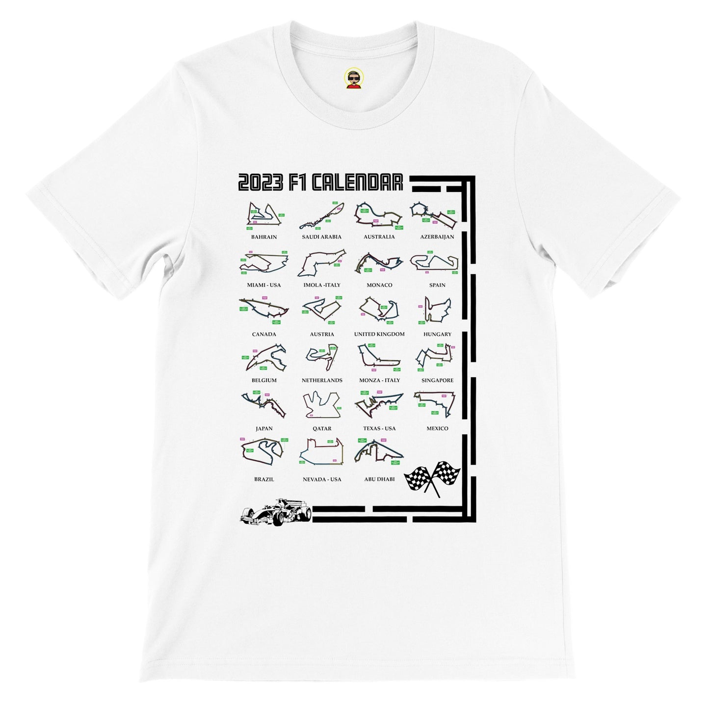 F1 2023 Calendar Track List Premium Unisex Crewneck T-shirt