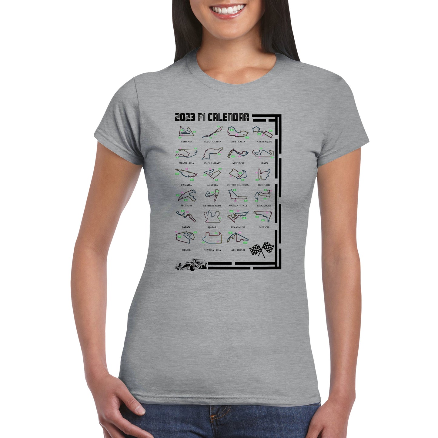 F1 2023 Calendar Track List Classic Womens Crewneck T-shirt