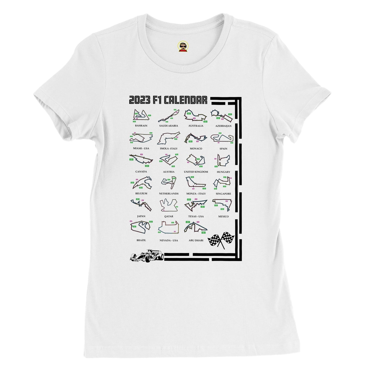 F1 2023 Calendar Track List Premium Womens Crewneck T-shirt