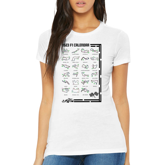 F1 2023 Calendar Track List Premium Womens Crewneck T-shirt