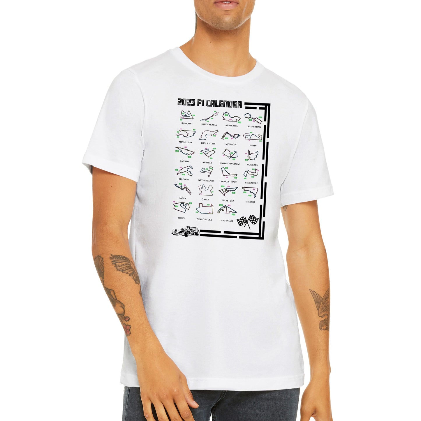 F1 2023 Calendar Track List Premium Unisex Crewneck T-shirt